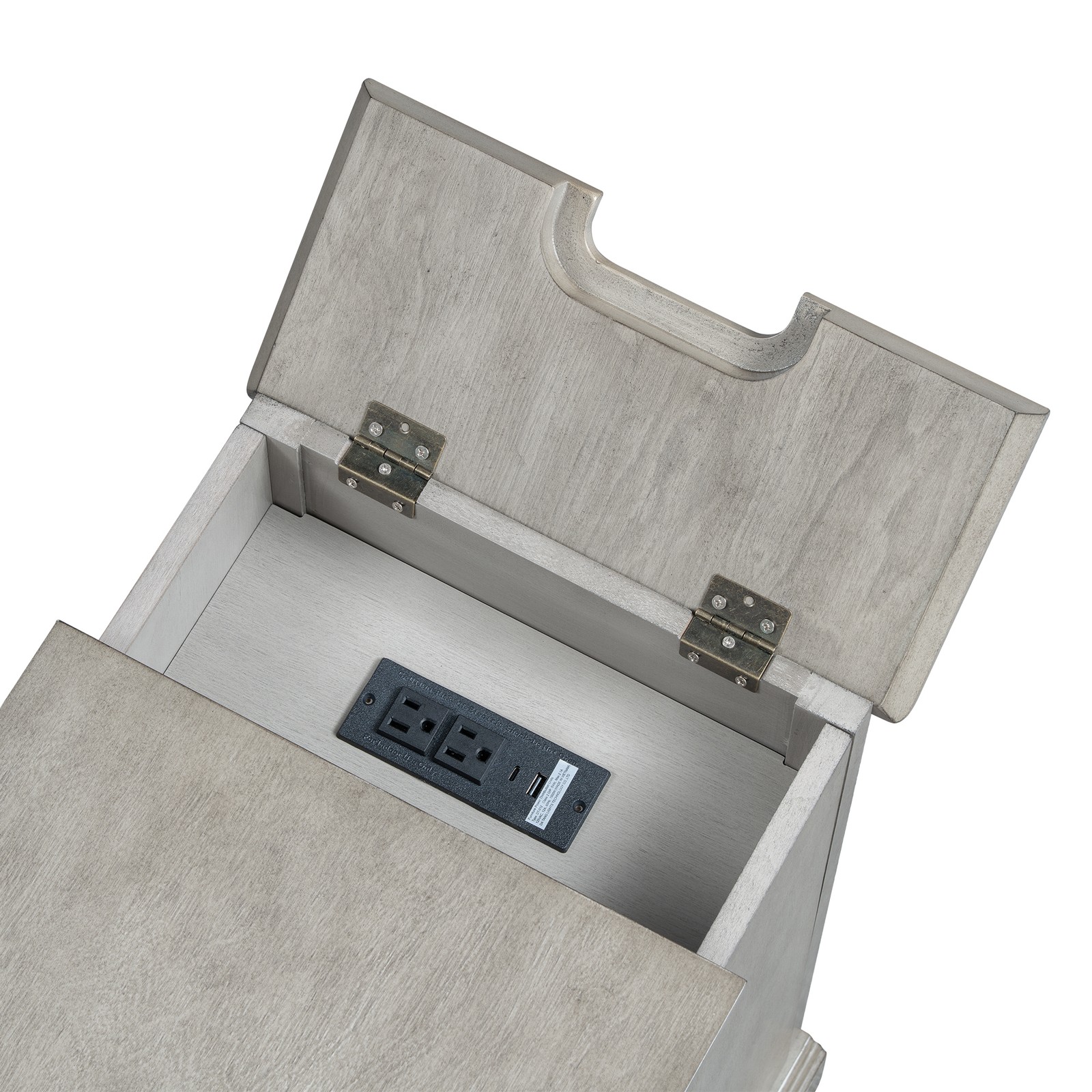 Classic Charging End Table with USB Ports & Storage Antique Gray