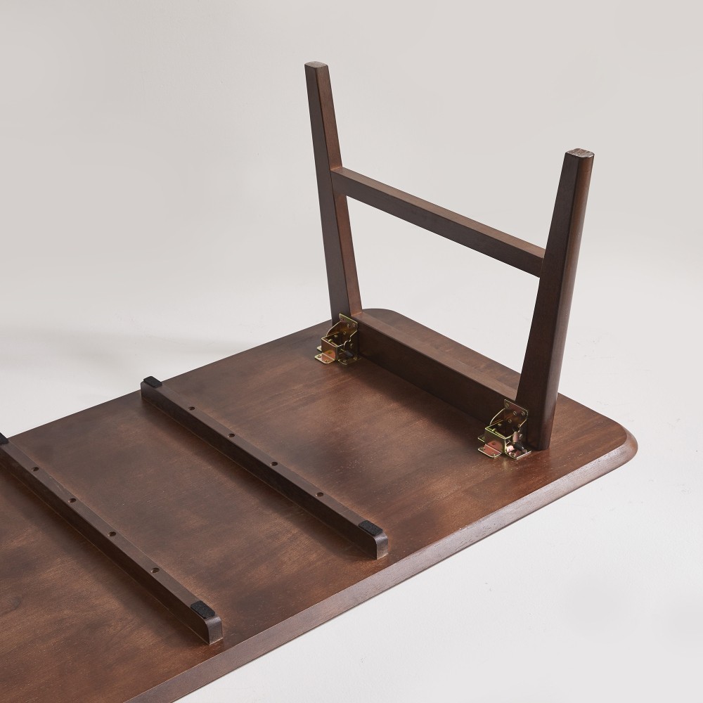 Walnut Brown Wooden Coffee Table, Mid-Century, Rectangular with Storage Shelf
