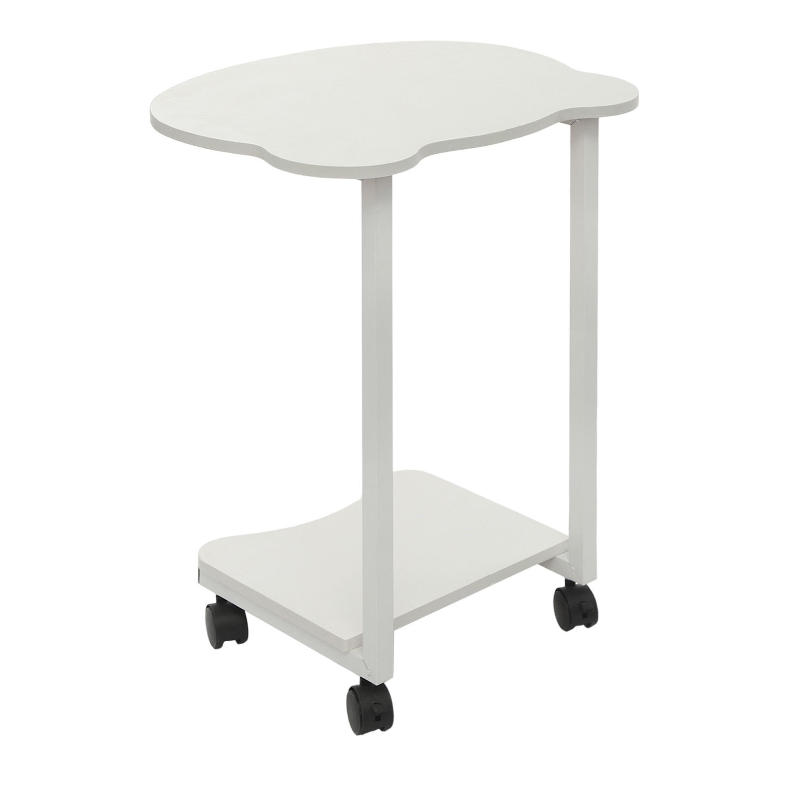 C Shaped Side Table w/ Wheels End Table for Small Space C Table for Couch Sofa