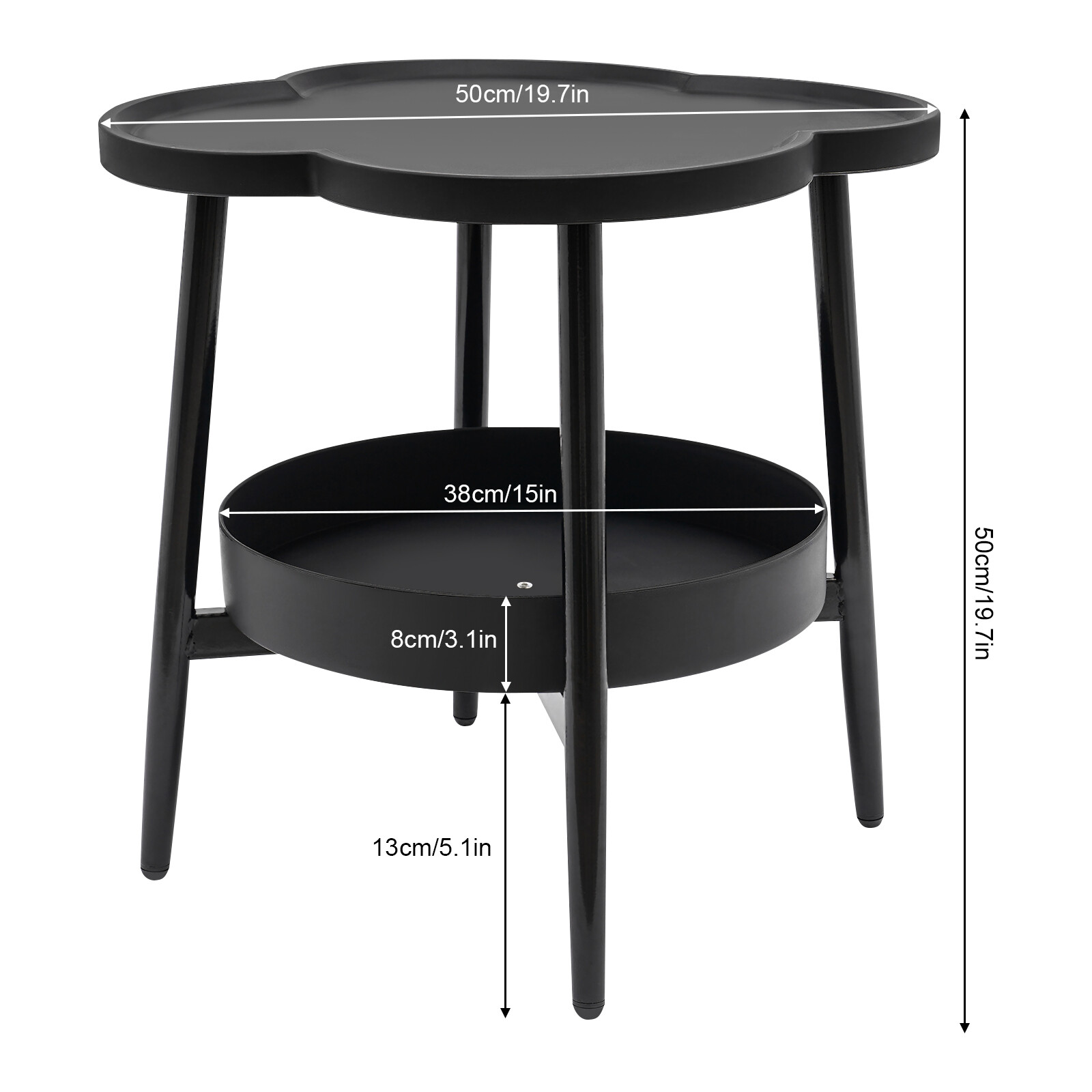 Four-leaf Clover Shape Rich Storage Space Coffee Tea Table With Non-slip?feet