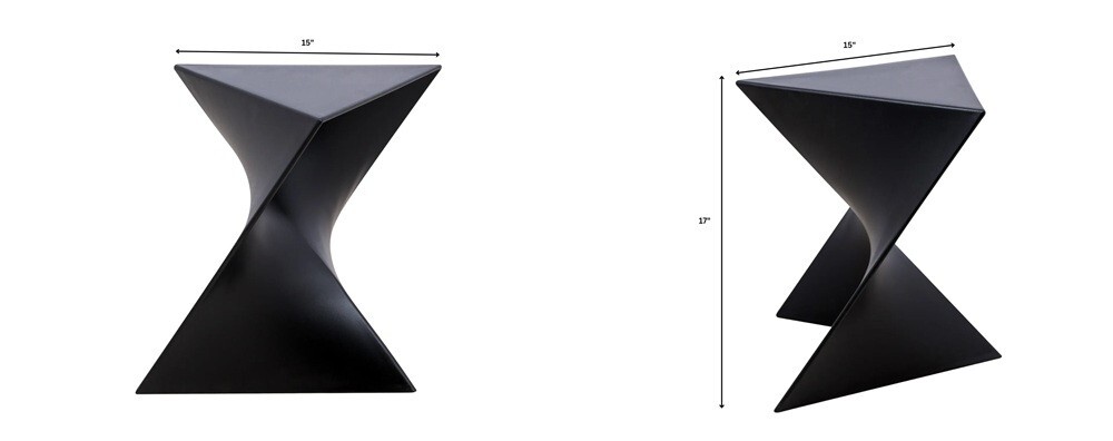 Randolph Triangular Twist End Side Table ABS/PC Plastic – Multiple Colors