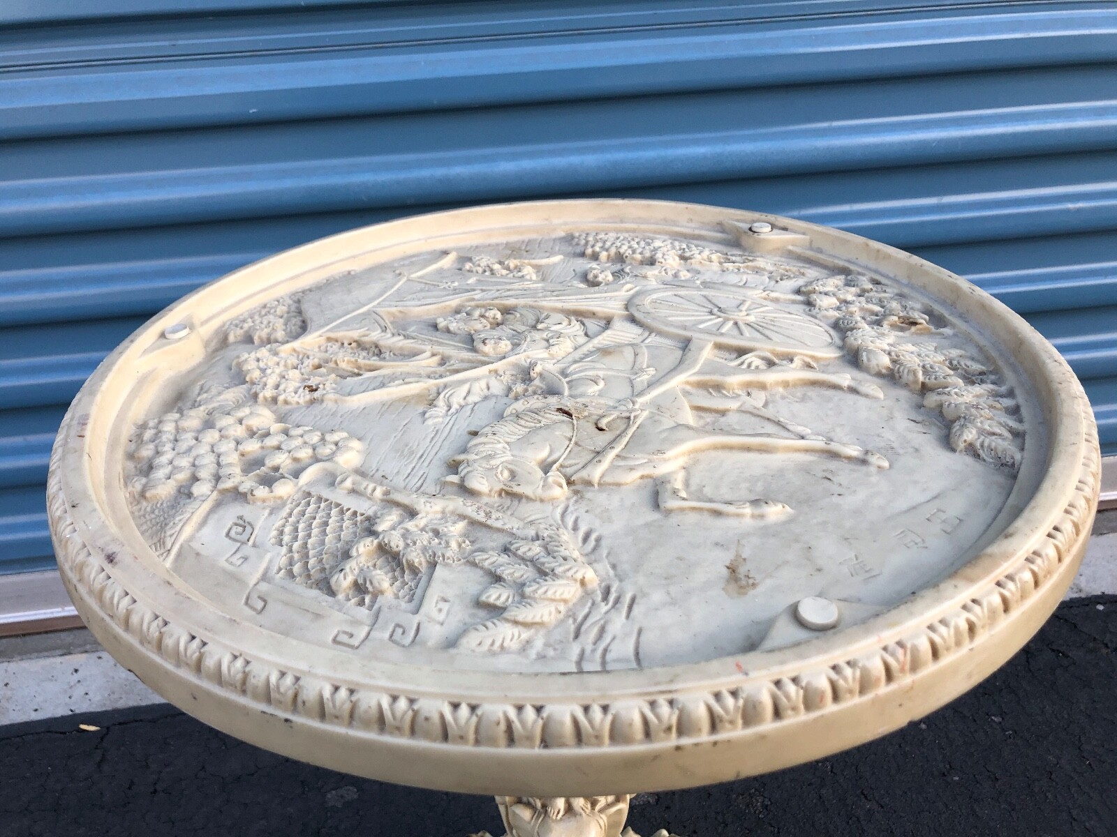 Vintage Asian Solid Resin With Embossed Carved
