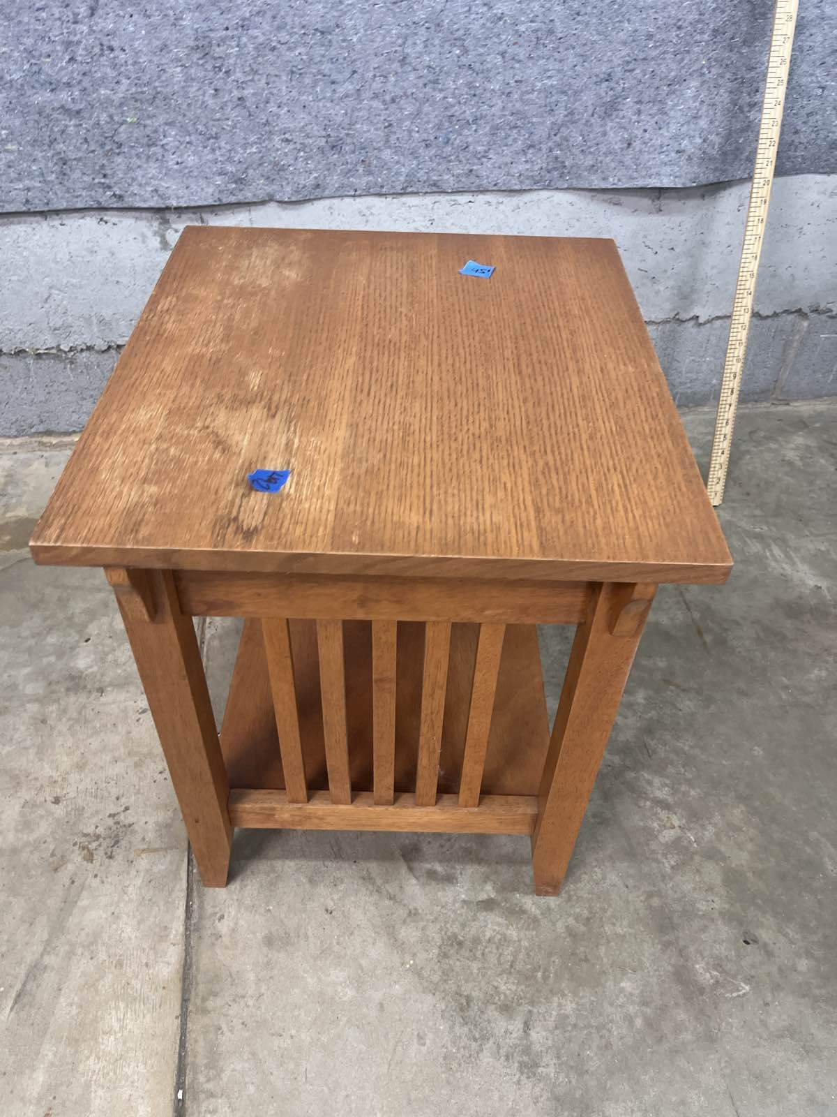 Oak Mission Style End Table with Drawer and Shelf