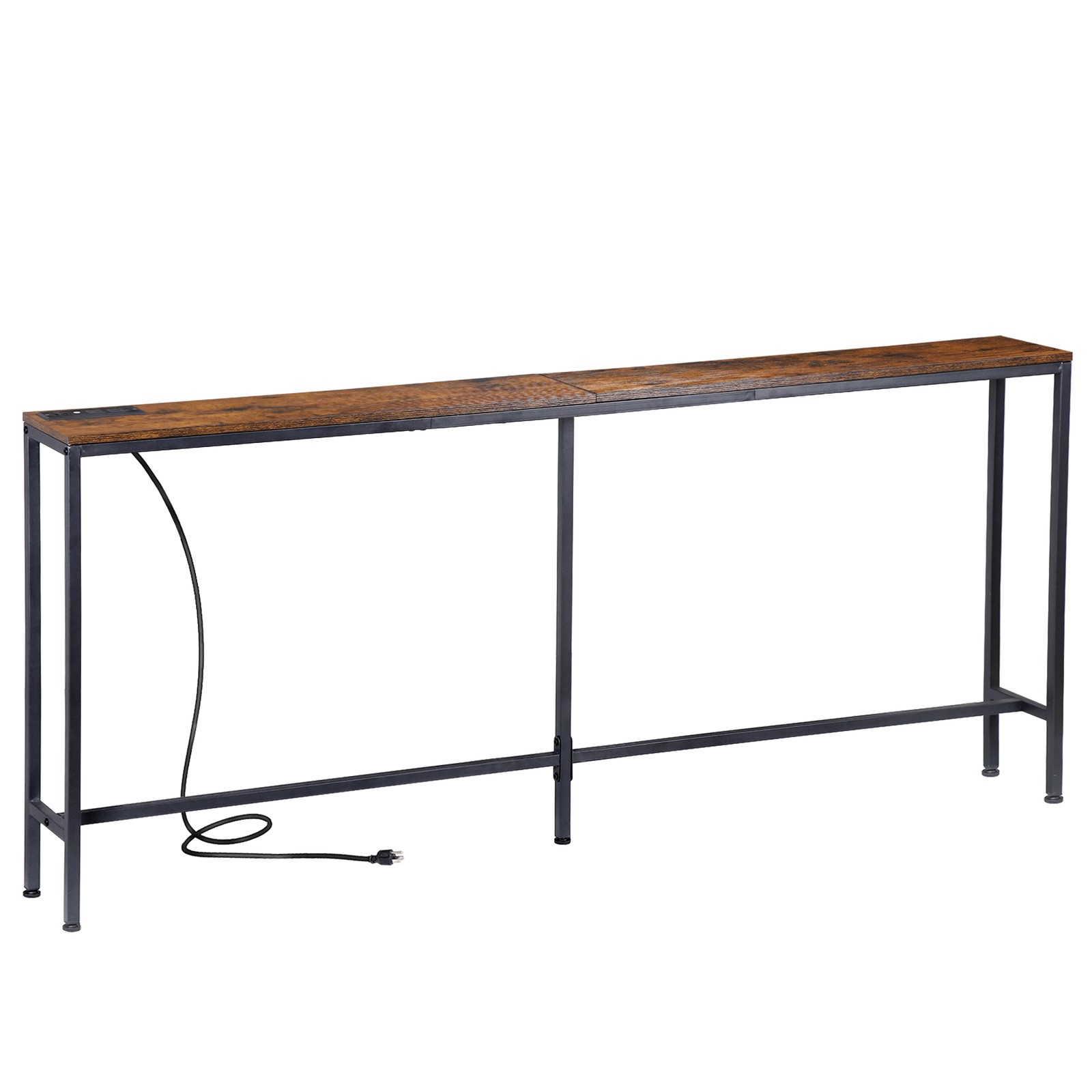 Console Table 71″ Narrow Sofa Table Industrial Entryway Table with Power Outlet
