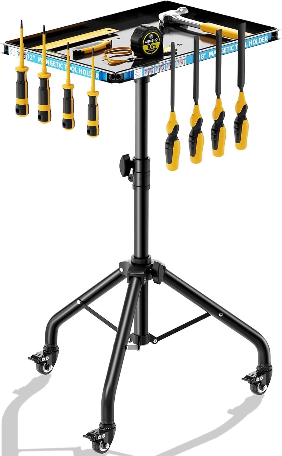 Mobile 360° Rolling Work Table with Magnetic Tray – Versatile Garage Organizer