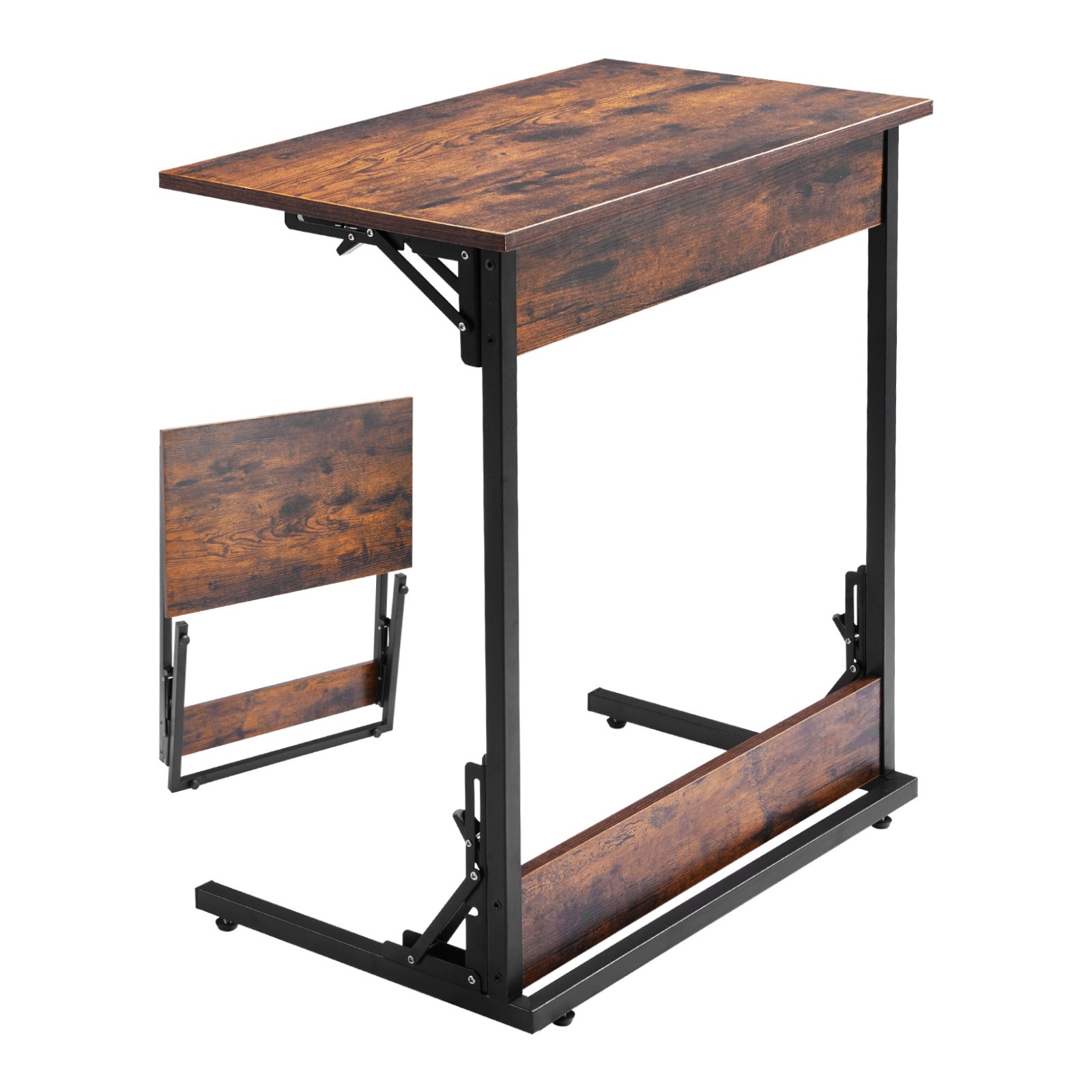 Uimoso C-Shaped Side Table with Metal Frame & Adjustable Feet for Versatile Use