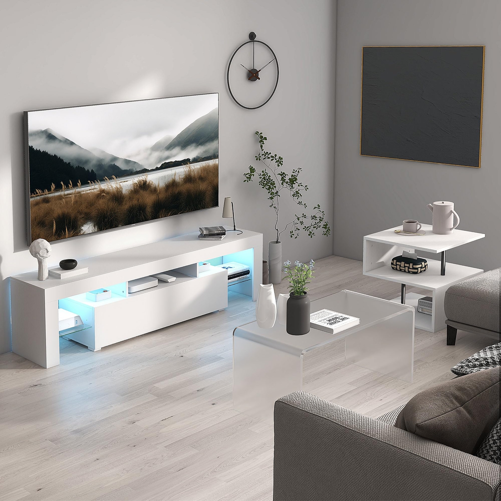 HOMCOM 32″ Long Rectangle All Acrylic 15mm Thick Waterfall Coffee Table Clear