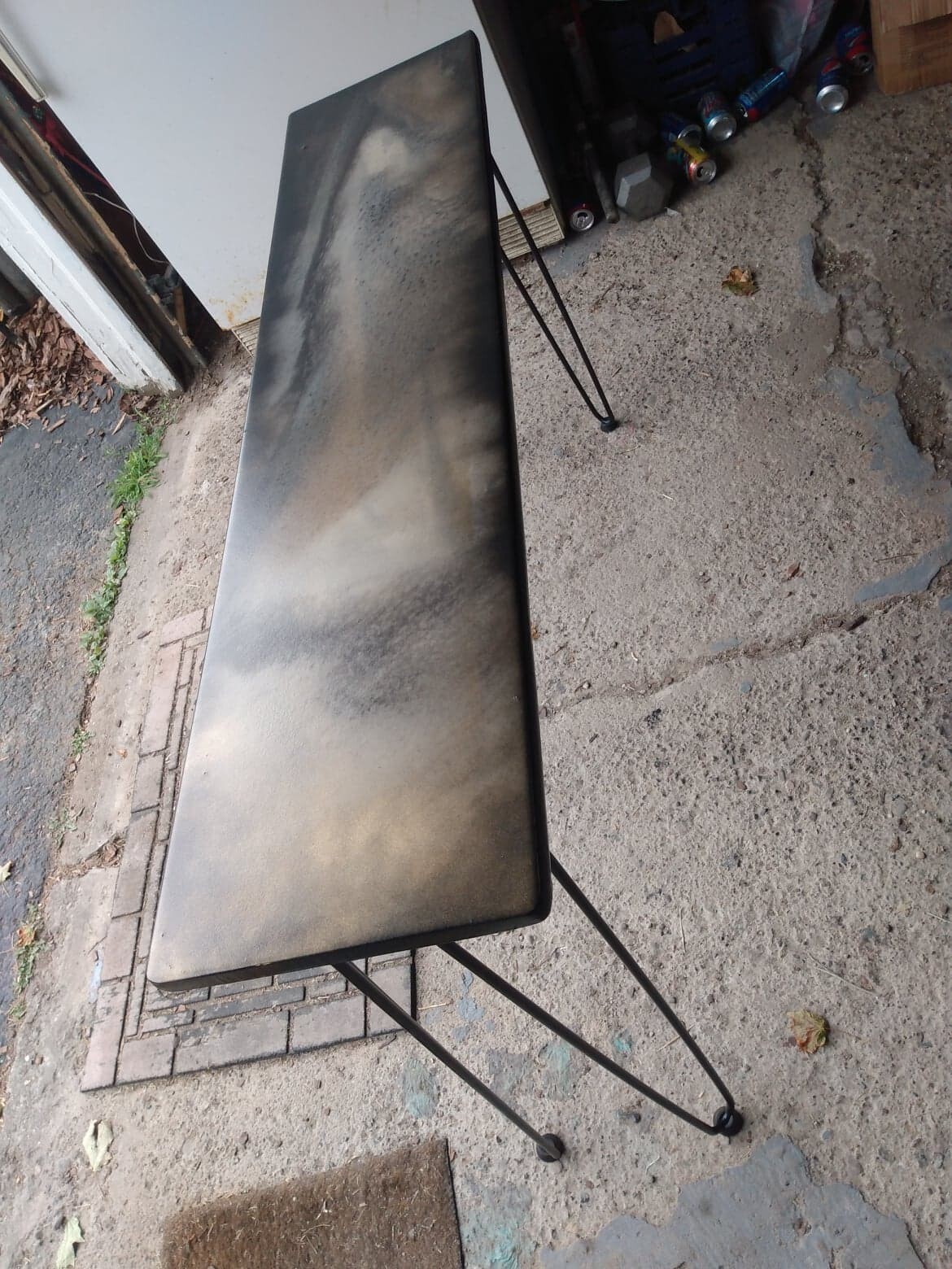SMOKED MARBLE epoxy hand poured Living room/Laundry table,48″ L,29 1/4″H,11/12 W