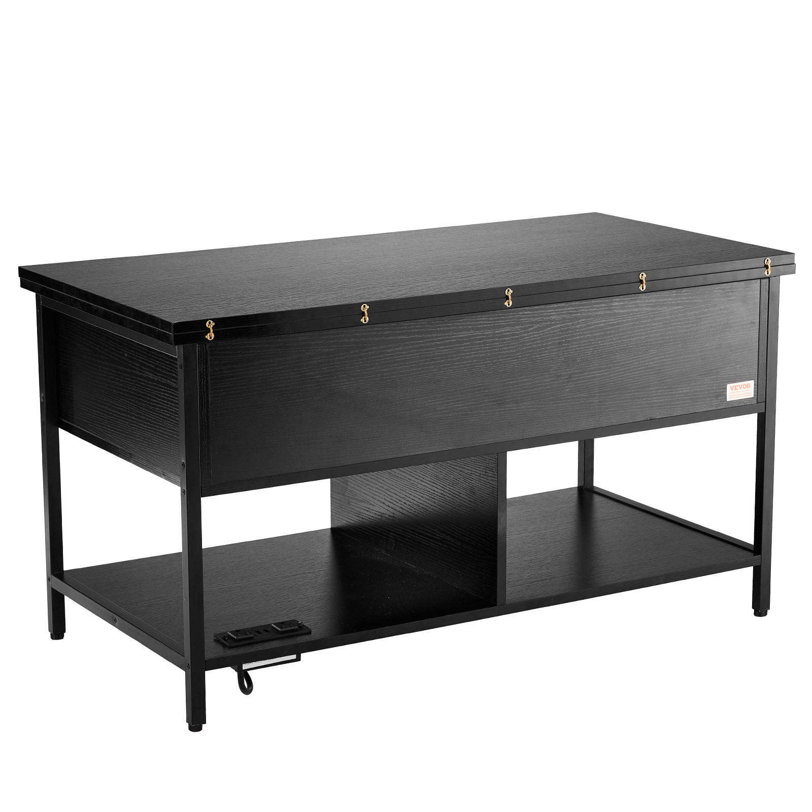 VEVOR Lift Top Coffee Table 39.4″ Rectangle Coffee Table with Light & USB Black