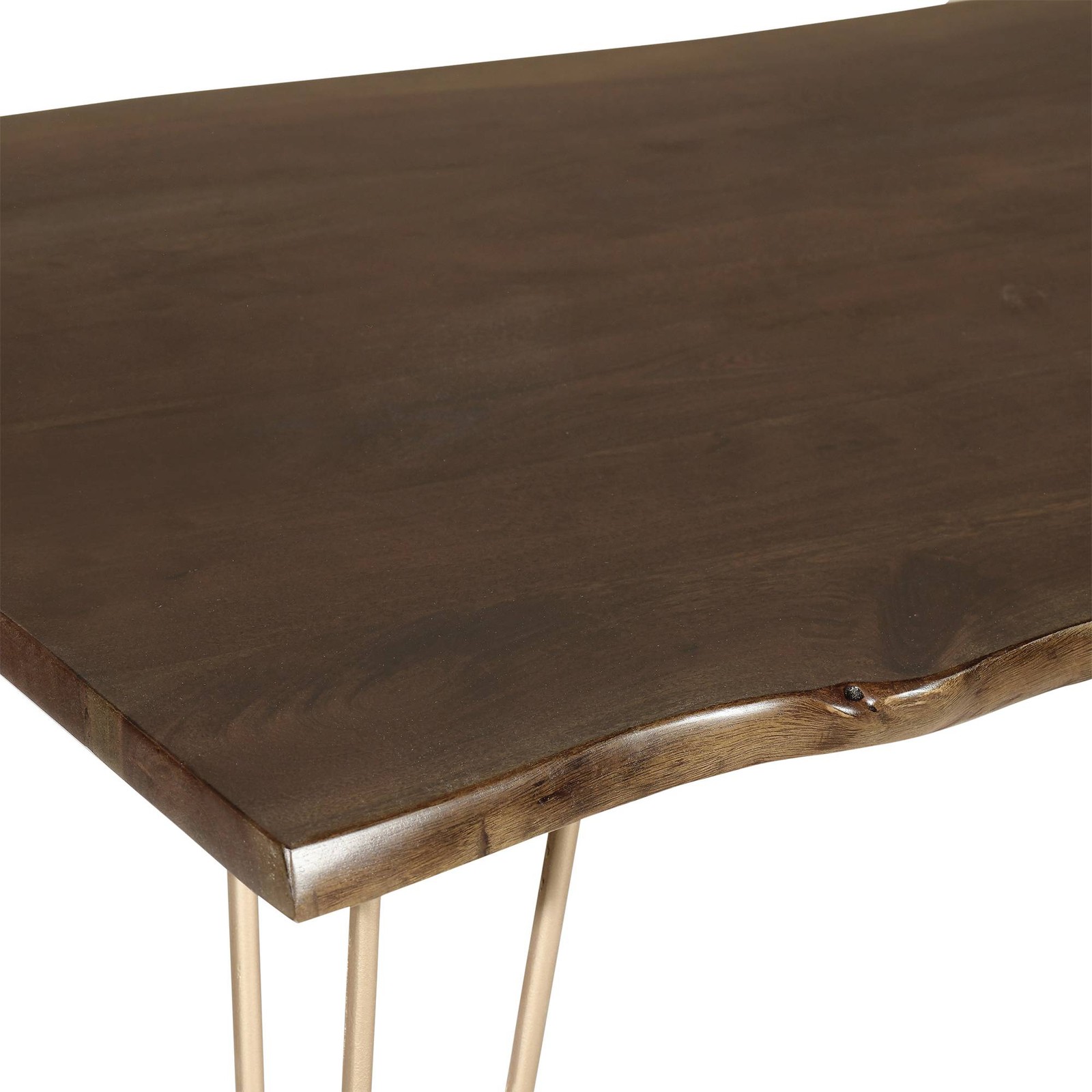 Suri 48″ Wide Elm Wood Gold Metal Rectangular Dining Table