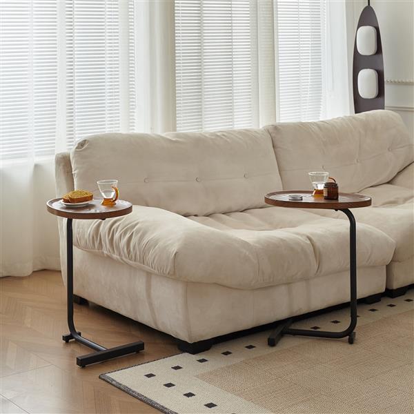 C Shaped End Table Small Side Table Narrow for Sofa Couch and Bed Bedroom Brown