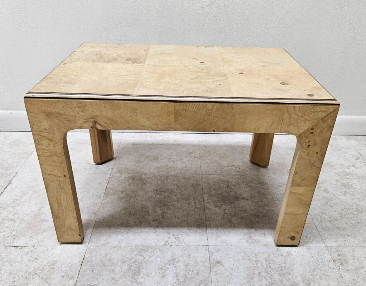 Henredon Scene Two Side End Table Ottoman Stool A Burlwood Art Deco MCM A
