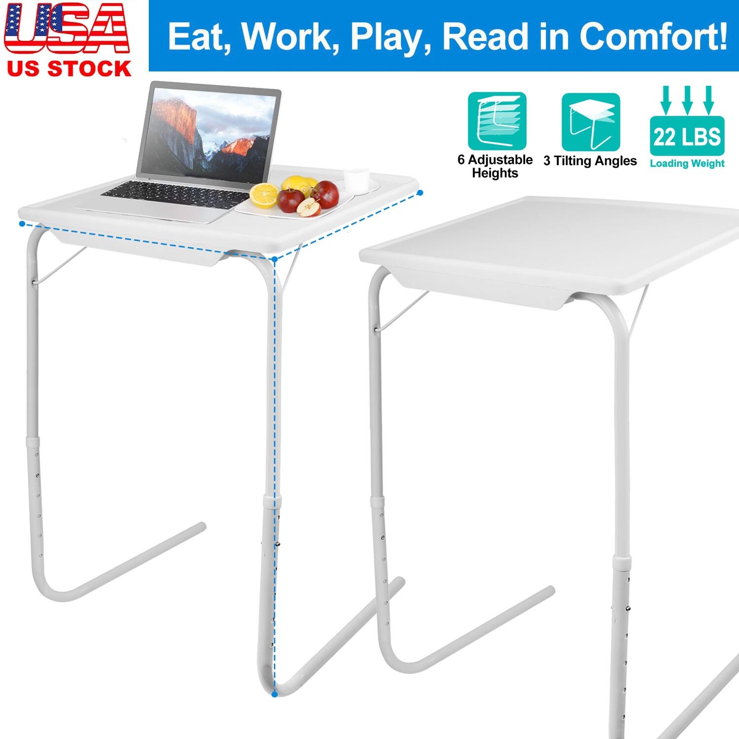 Portable Snack TV Dinner Laptop Tray Adjustable Folding Table Desk Sofa Bed Home