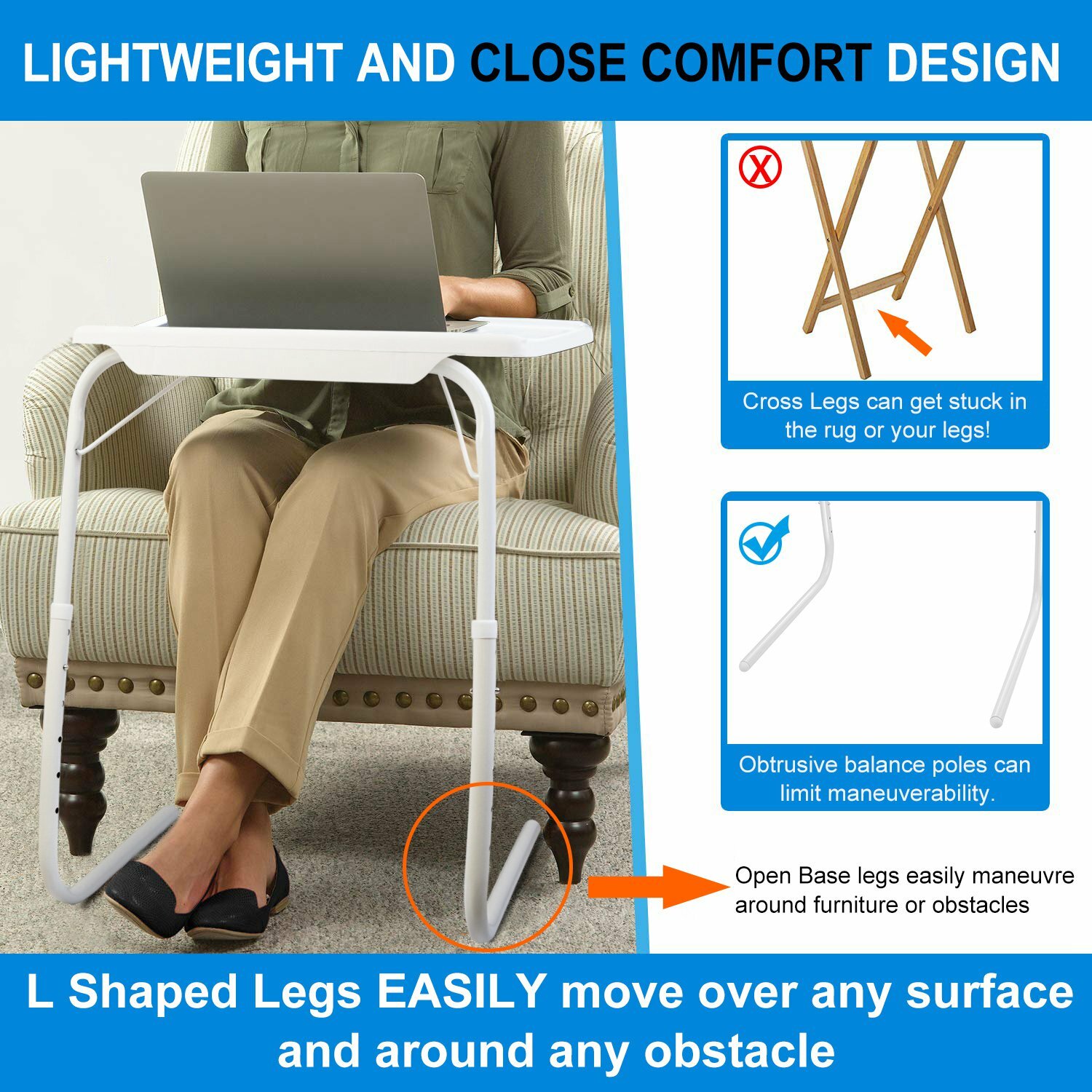 Portable Snack TV Dinner Laptop Tray Adjustable Folding Table Desk Sofa Bed Home