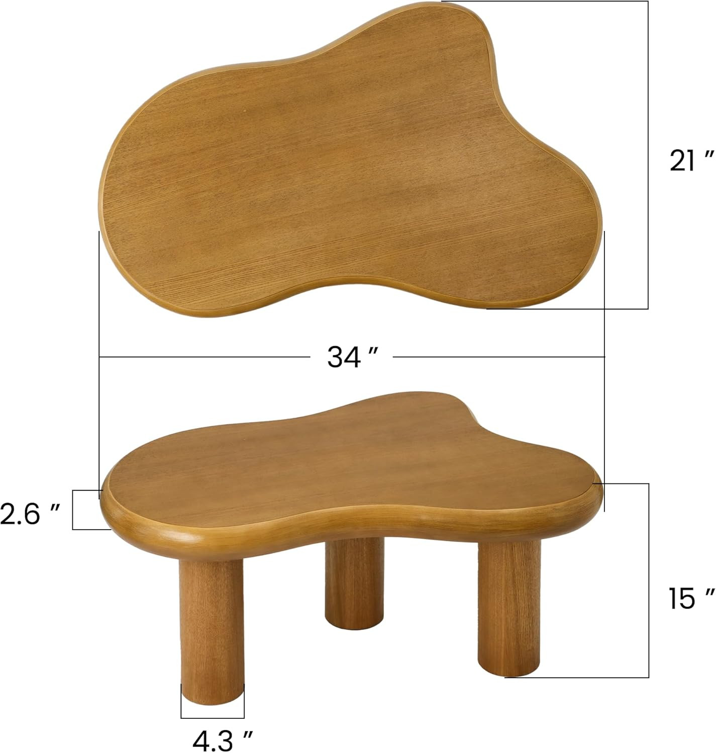 Modern 34″ Cloud Coffee Table – Stylish Wood Accent Table for Any Room