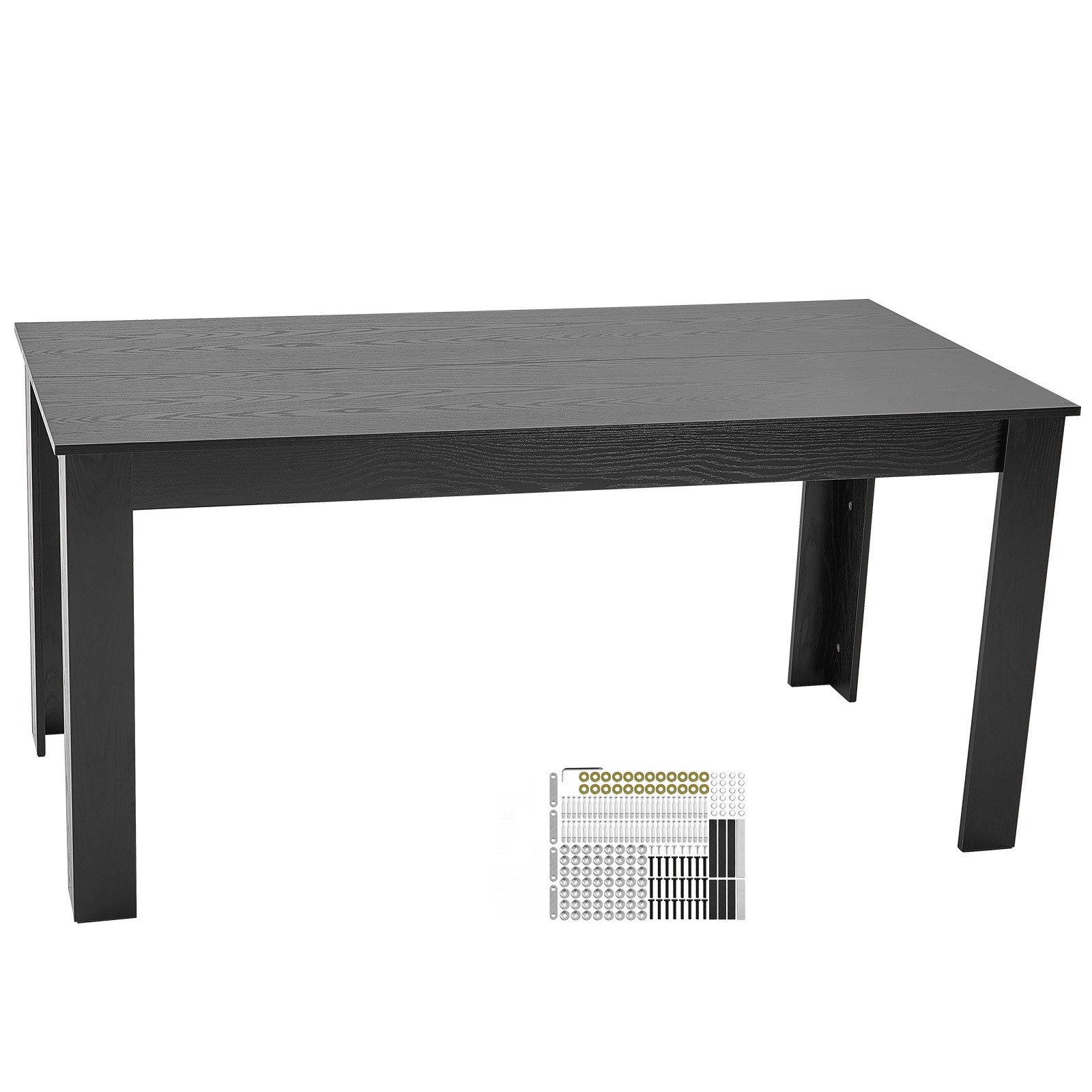 Uimoso 63in Rectangle Dining Table Wood Kitchen Table for 4-6 Person Black