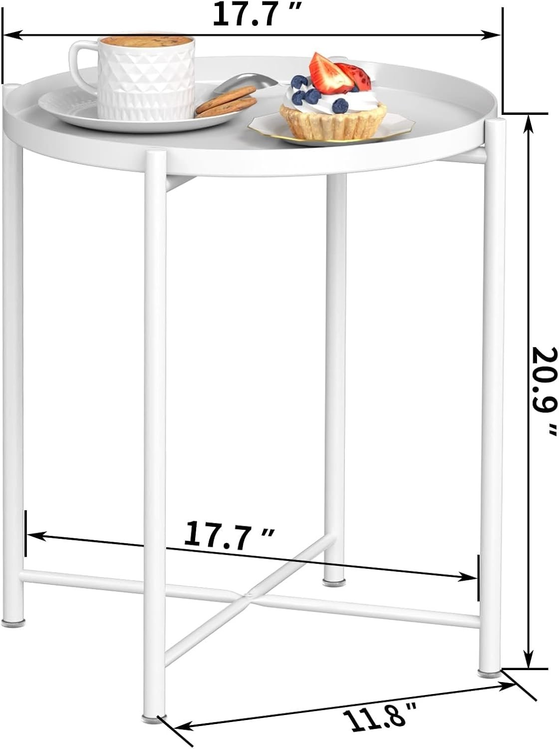 Versatile Folding Metal End Table with Removable Tray – Perfect for Any Room