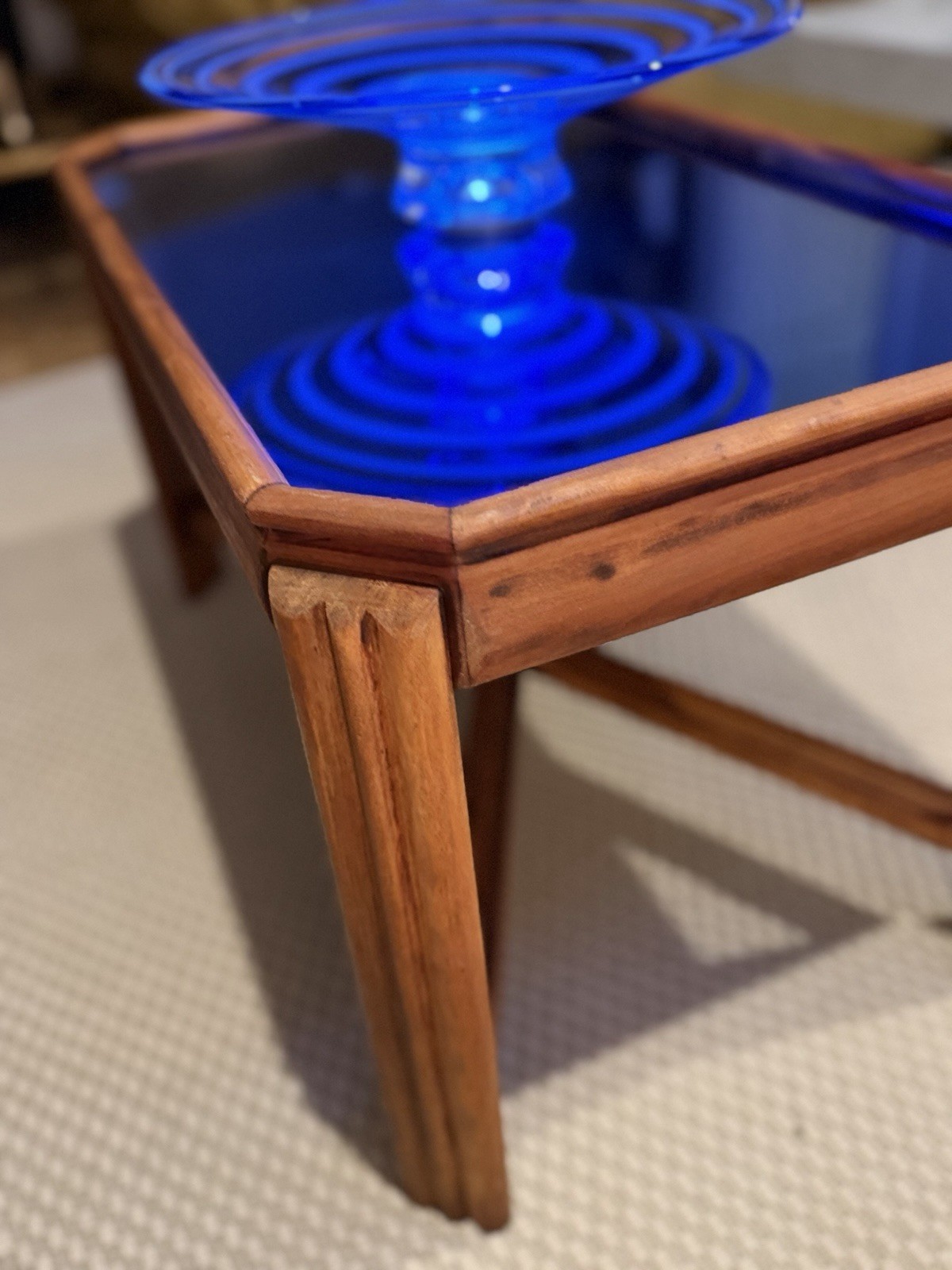 art deco cobolt chrome wood coffee table “refinished”