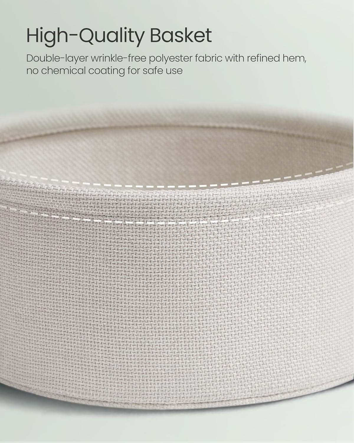 LILEA Collection – Small round Side End Table, Modern Nightstand with Fabric Bas