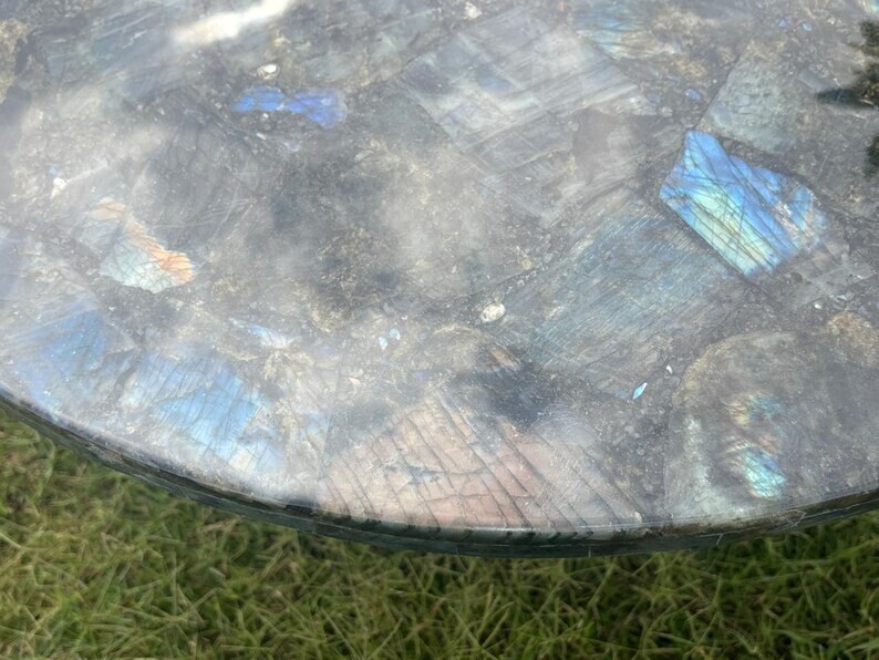 Labradorite Crystal Table Coffee & Side Table Top Home Decor, Gemstone Table