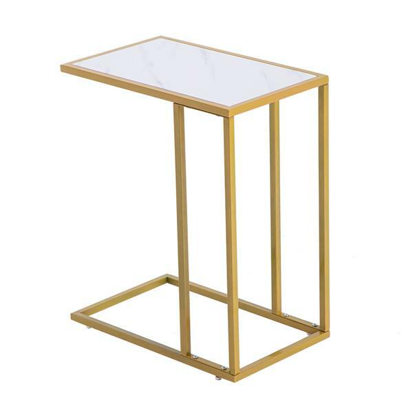 Modern Marble Simple C-Shaped Side Sofa Snack Table Home Furniture MDF Metal New