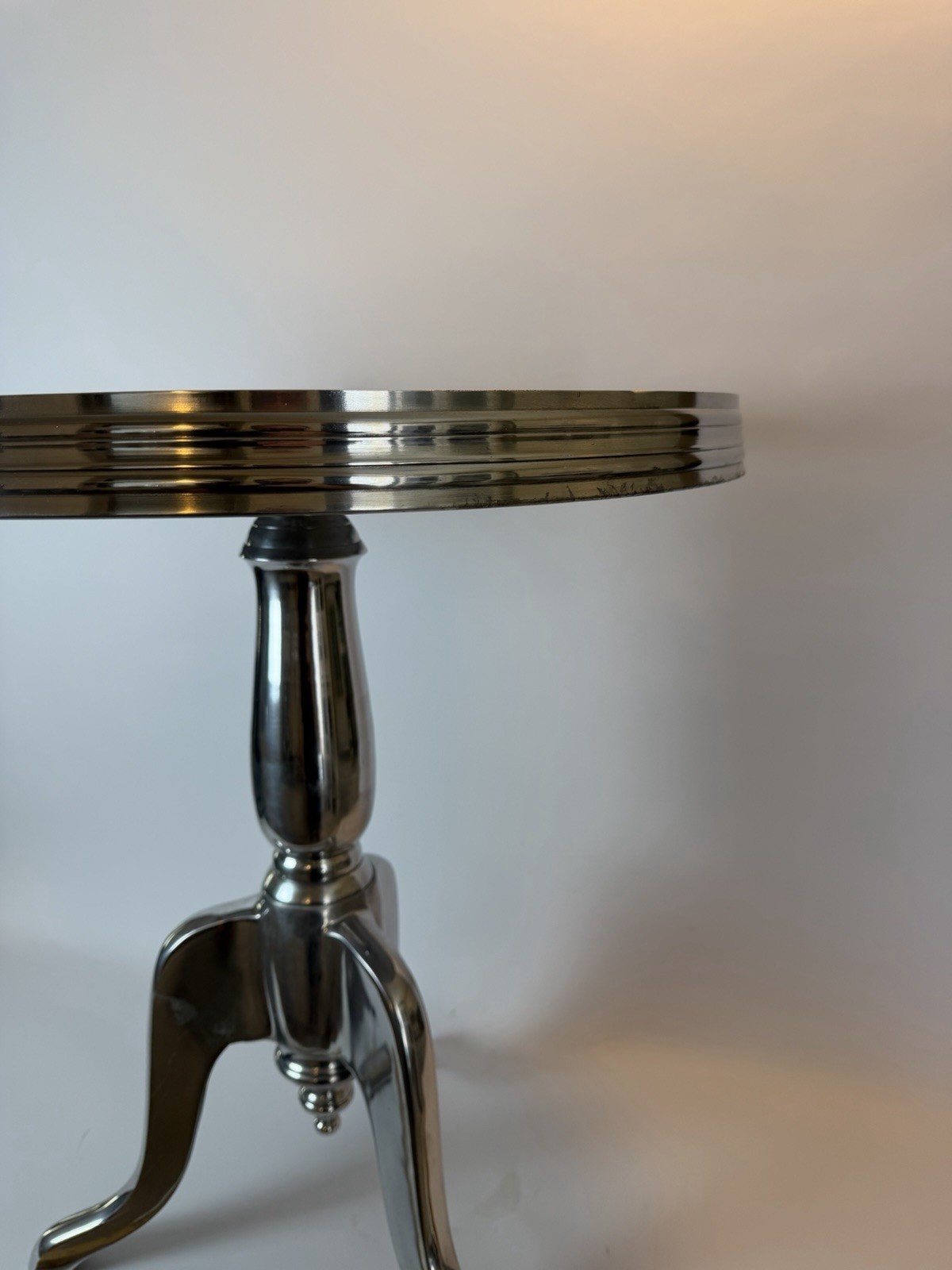 Pair Modern Sculptural Aluminum Pedestal End Tables Contemporary Designer