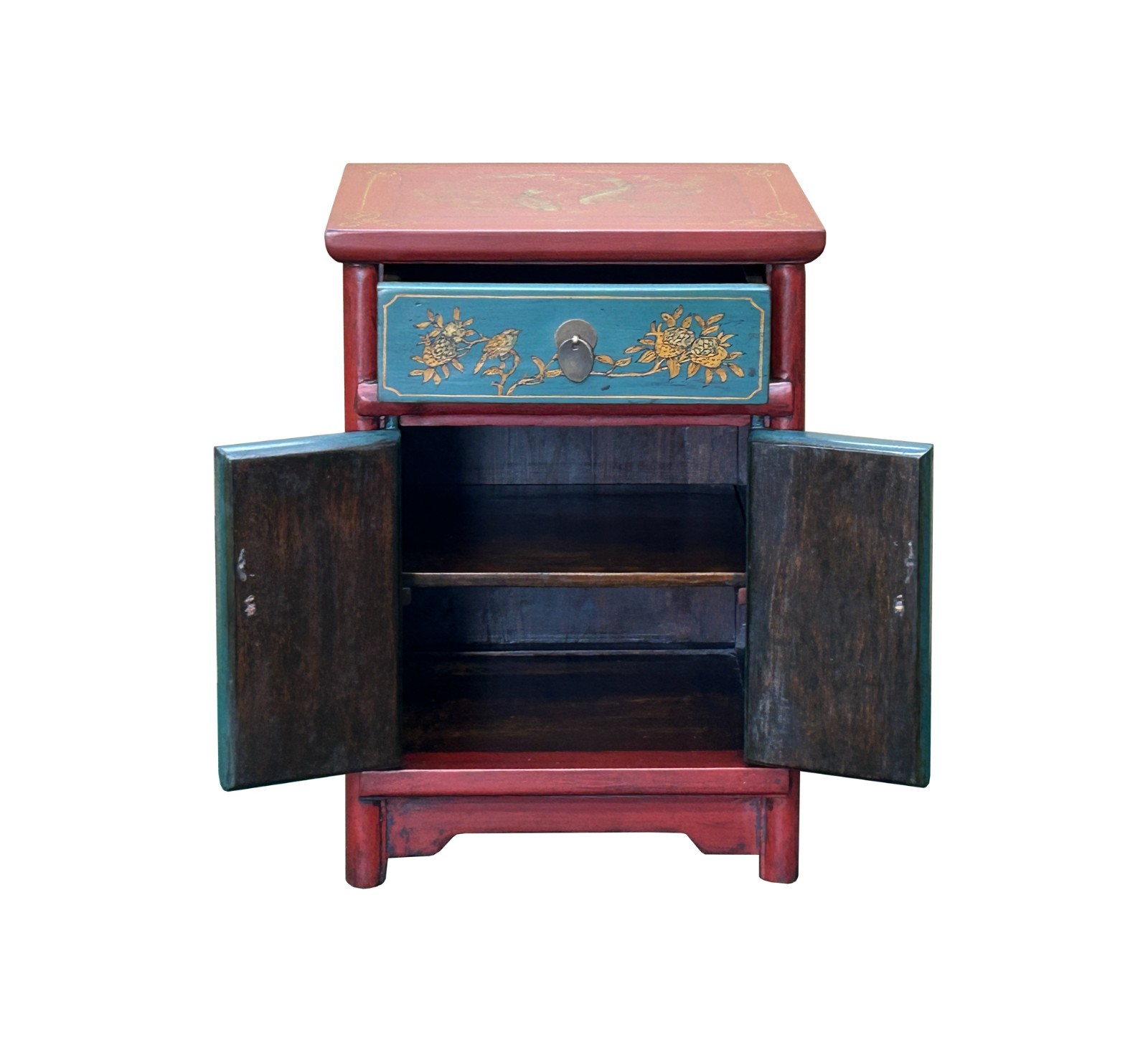 Red Blue Doors Golden Butterflies Fishes Graphic End Table Nightstand GB065