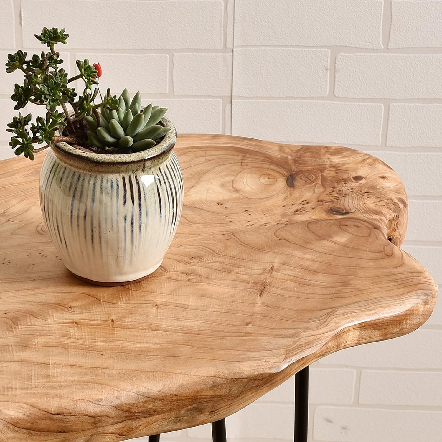 Unique Desktop Side Table Live Edge Cedar End Table Nightstand Plant Stand
