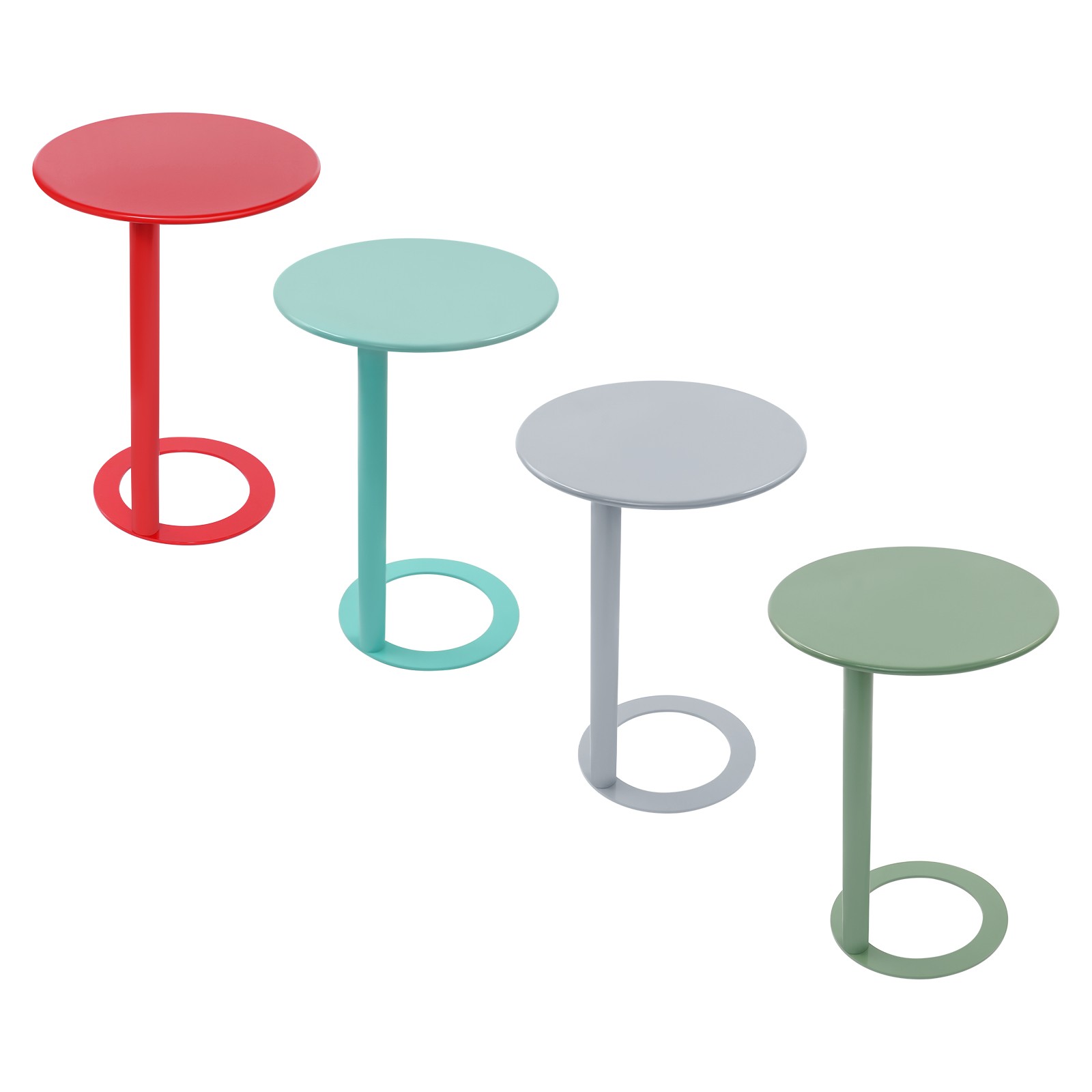 C-Shaped Round Side Table, C-Shaped Coffee Table, C-Shaped Side Table With O-Sha