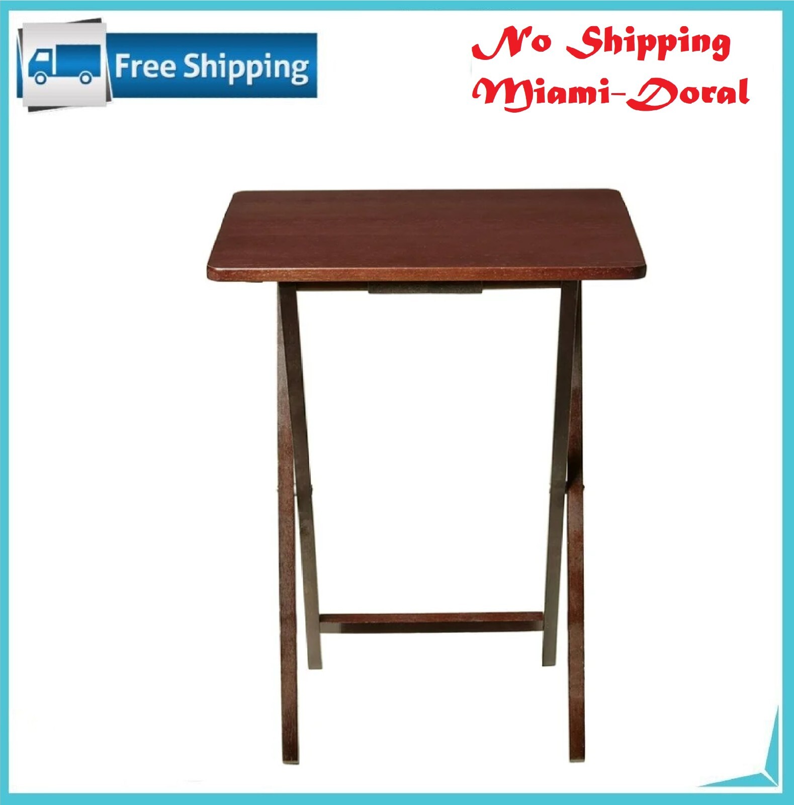 Mainstays Indoor Single Folding TV Tray Table Set of 2 in Walnut L19 x W15 x H26