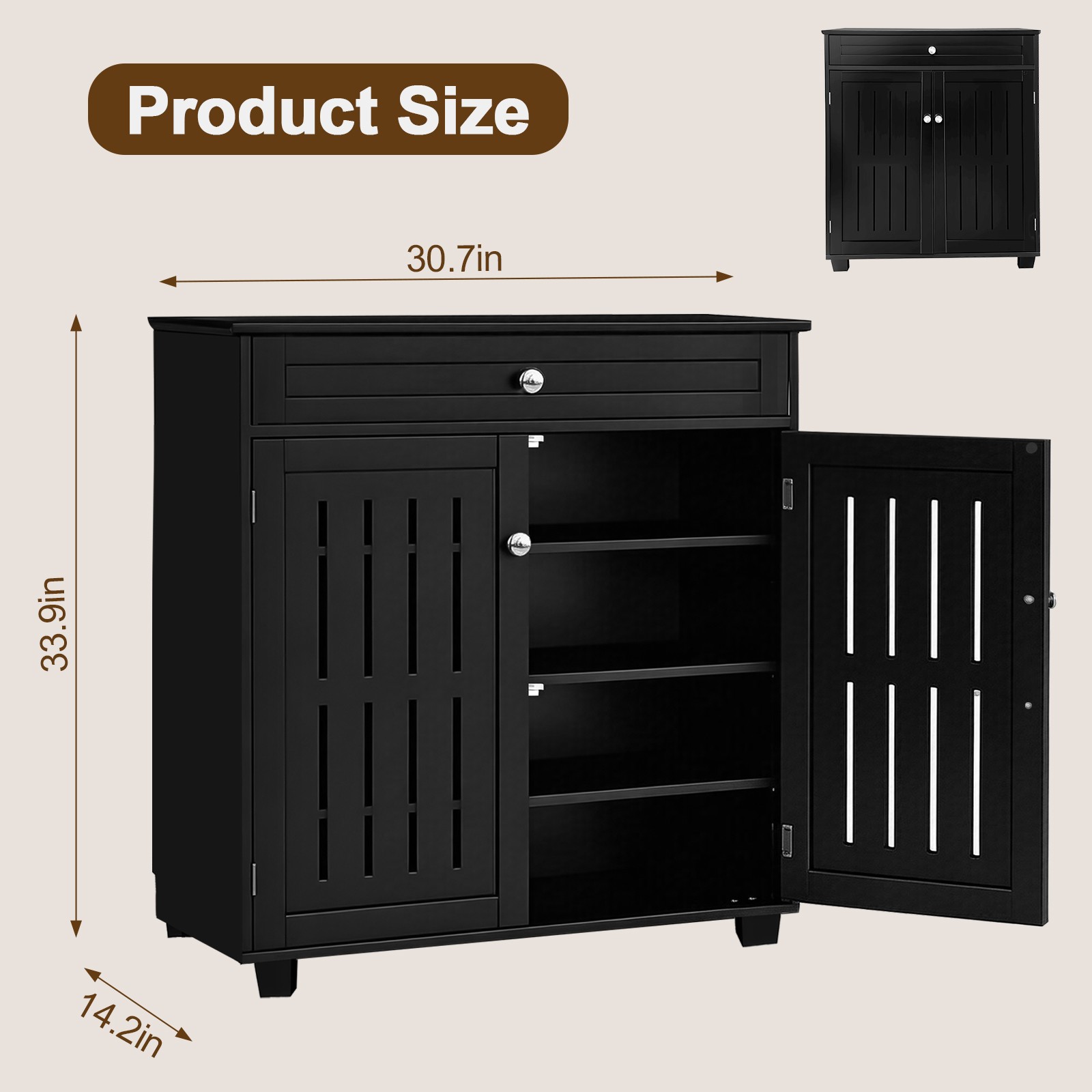 30.7in Shoe Rack Storage Organizer Cabinet Entryway Stand Table w/ Drawer Black