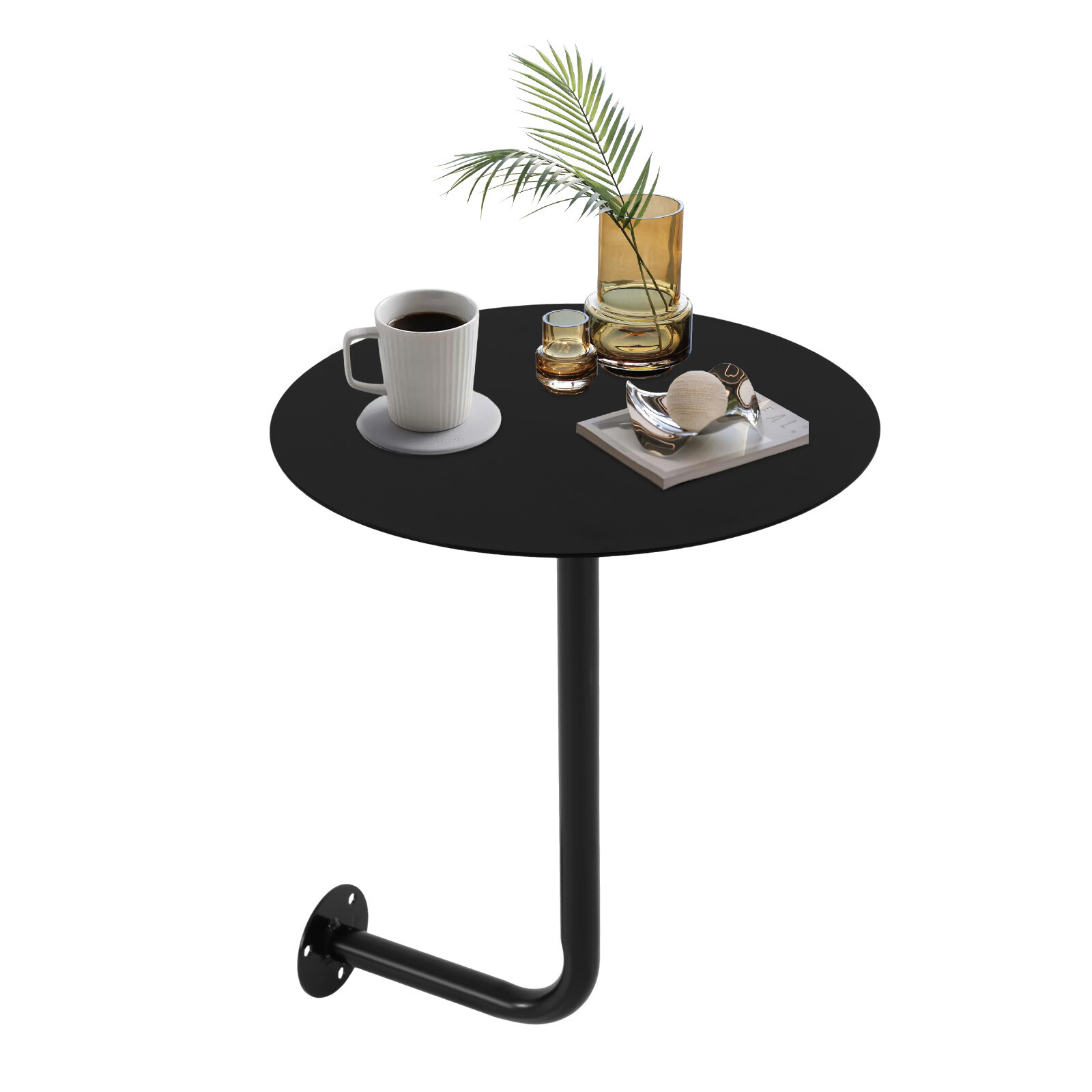 Black Coffee Table Wall-mounted Bar Table Modern Pub Table for Home/Commercial