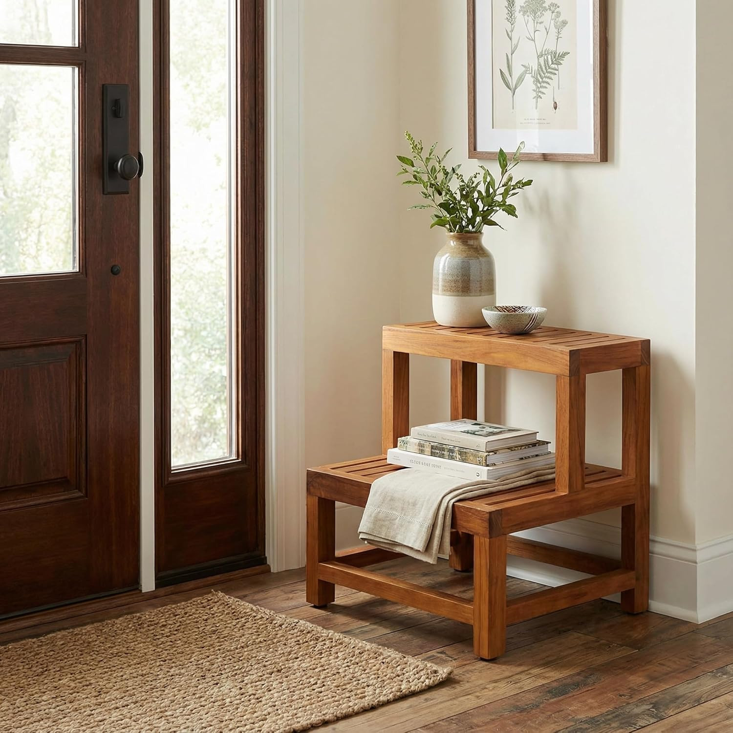Elegant Solid Teak Wood 2-Tier End Table by