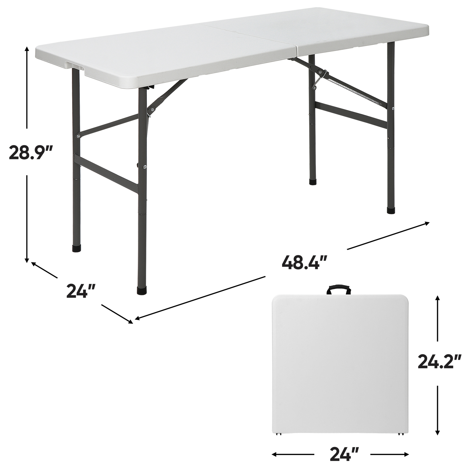 2PCS 4FT Foldlable Table Durable w/Carry Handle Picnic Party Camping Desk White