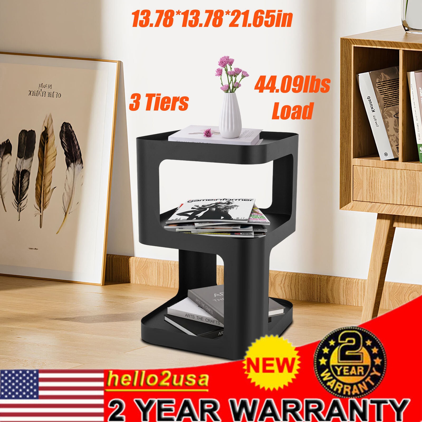 3 Tiers Coffee Table Modern Side Table Sofa Side End Table Bedside Tables Black