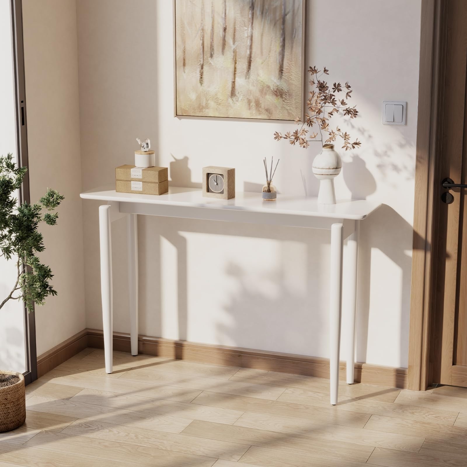 Wood Console Table White Entryway Table, Thin Console Table, Sofa Tables 47.2 in
