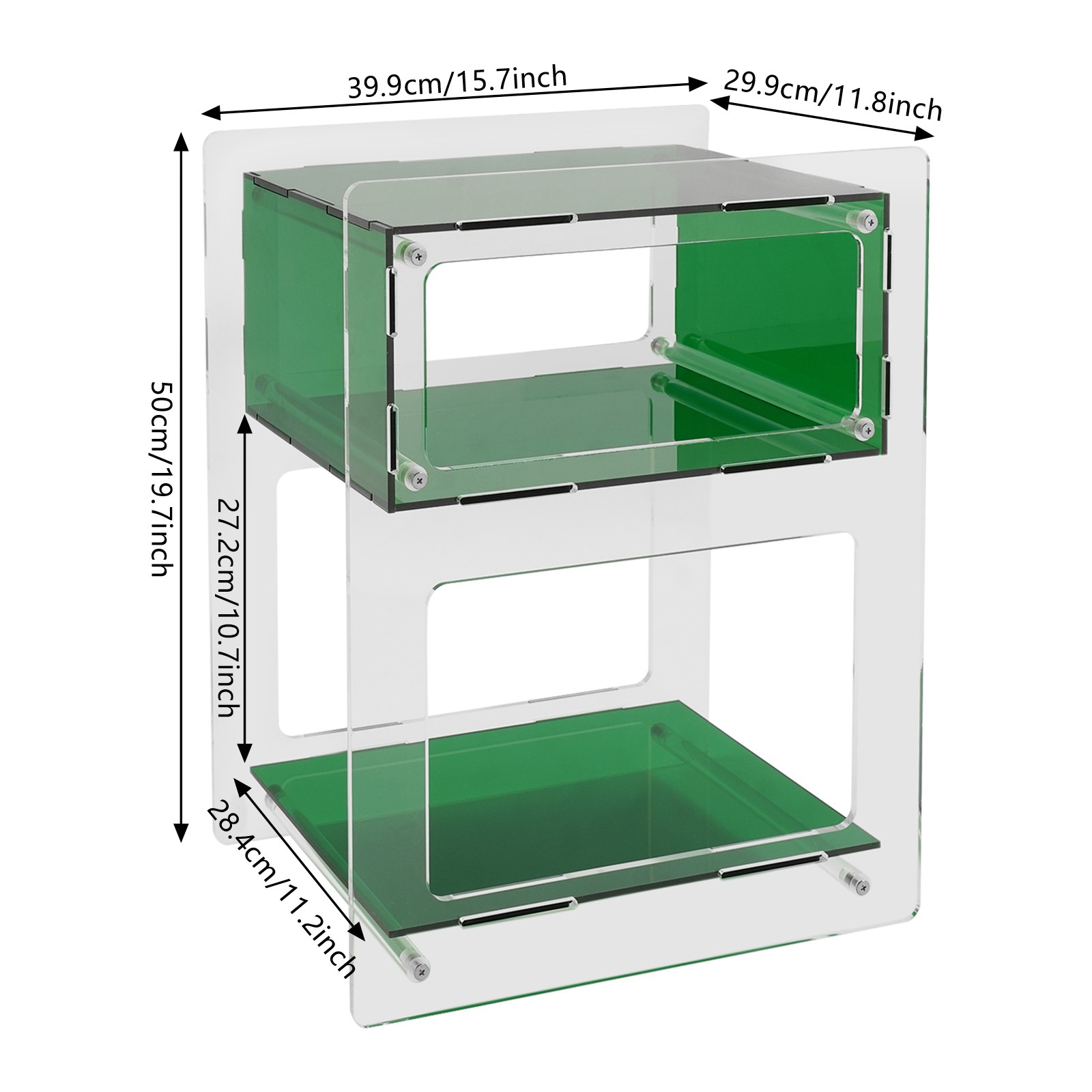 Acrylic Side Table, Acrylic Nightstand Green for Bedroom&Living Room Side Table