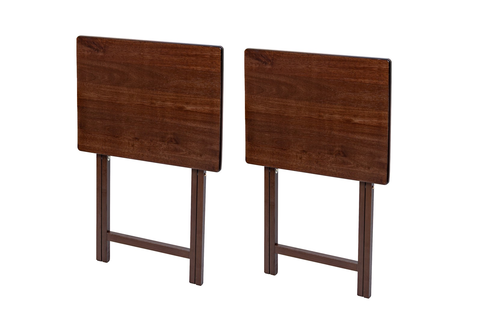 Rubberwood Folding TV Tray Table, Walnut (Set of 2)