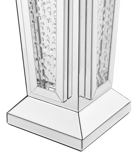 Mirrored Pedestal Table Embedded Crystals Art Deco Style Living Dining Room 35″