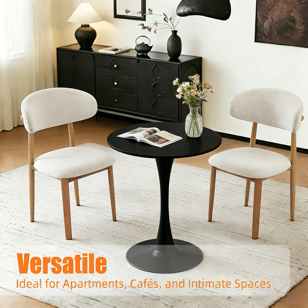 24 in Round Coffee Table,Modern Dining Table, Side Table Mid Century Table Black