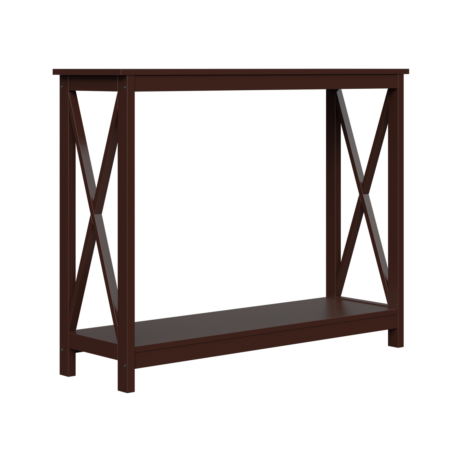 2-Tier Console Table Sofa Side Table Storage Shelf for Entryway Hallway Brown