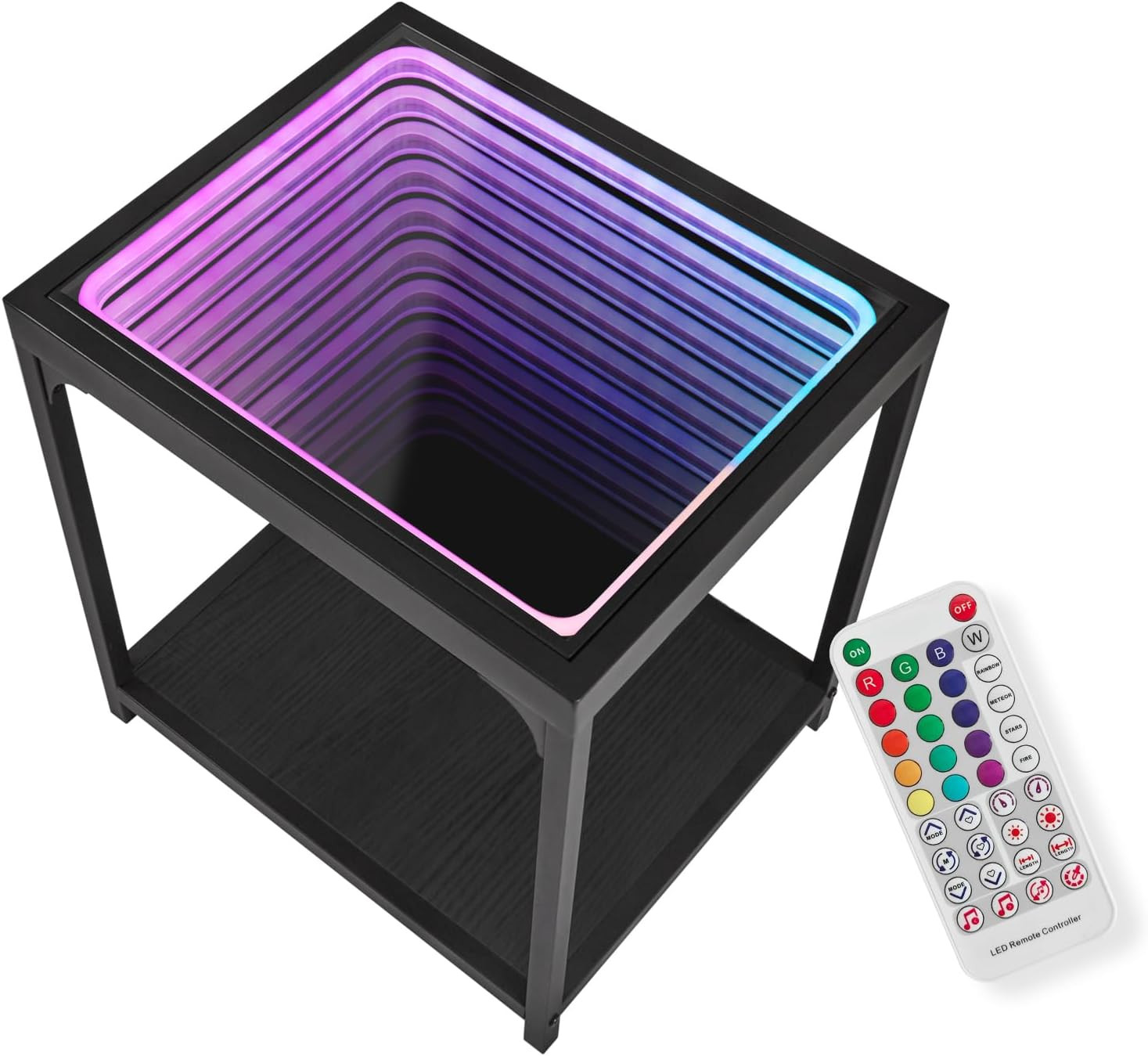 Infinity Mirror Light Table – 3D RGB Illusion Coffee Table for Living Room