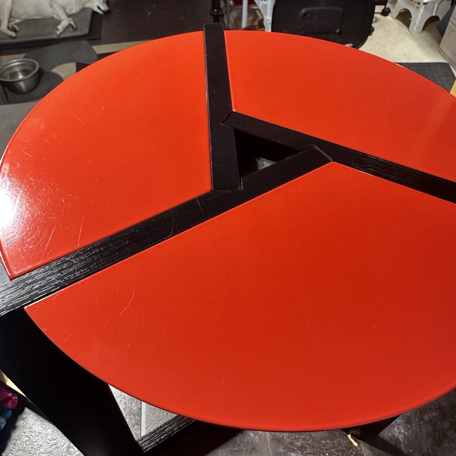 Postmodern Italian Style Accent Table Red Black Memphis Modern Geometric Table