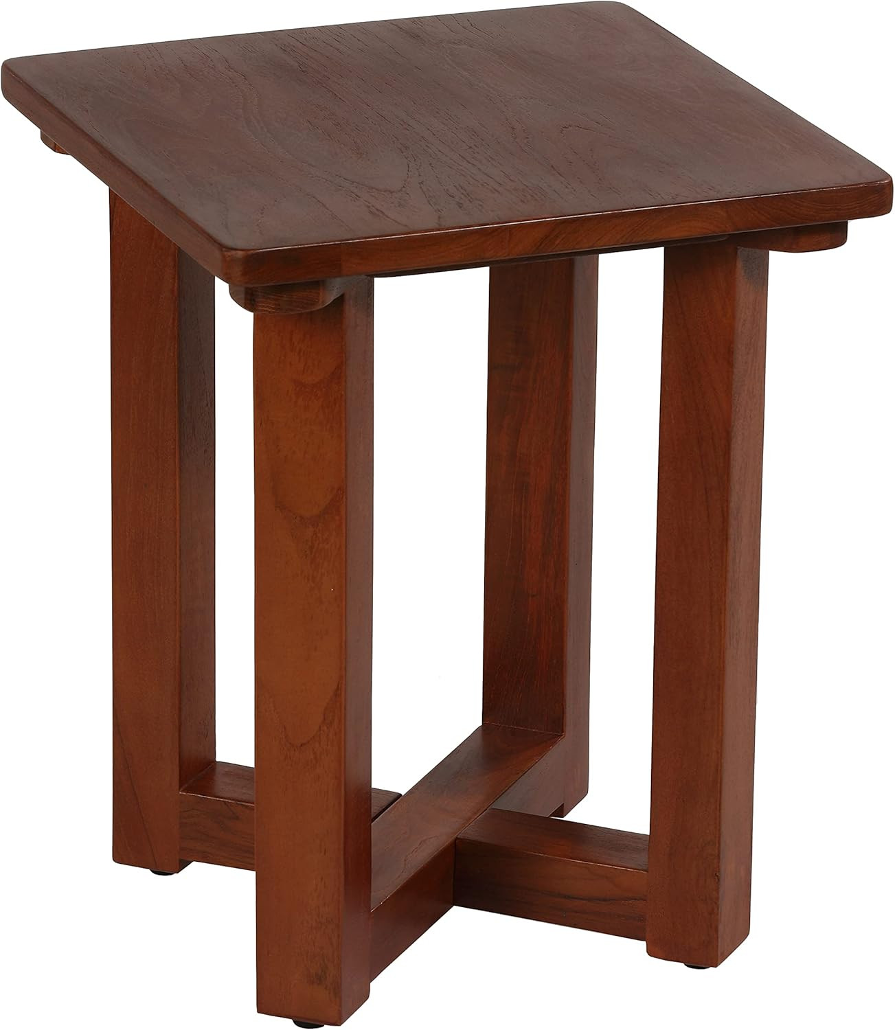 Solid Teak Wood Small End Table – Stylish Brown Accent for Any Room