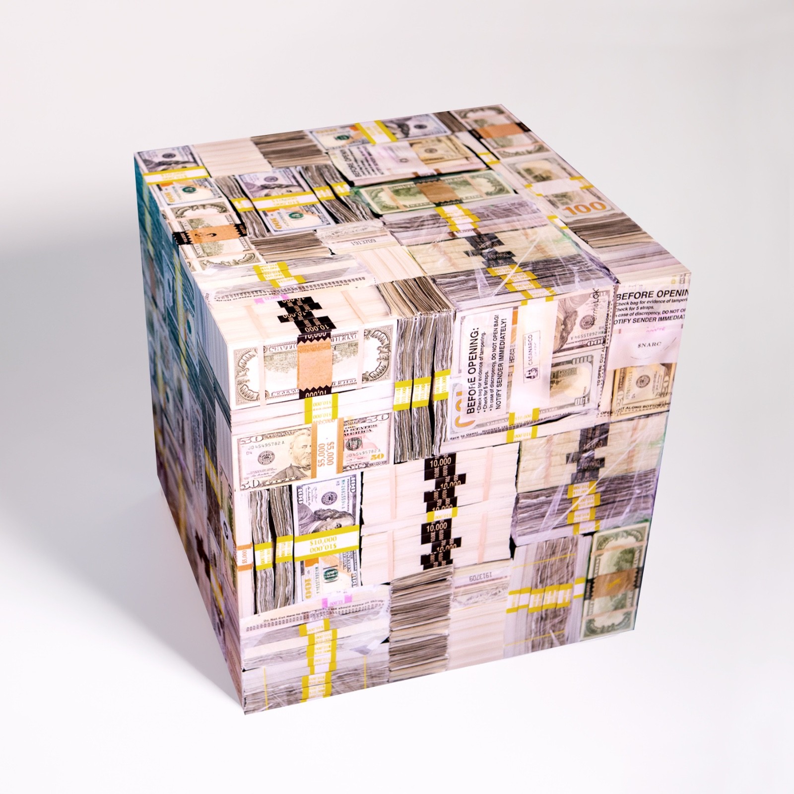 Hush Money Money Cube End Table – Hyper Realistic From All Sides Fast Shipping