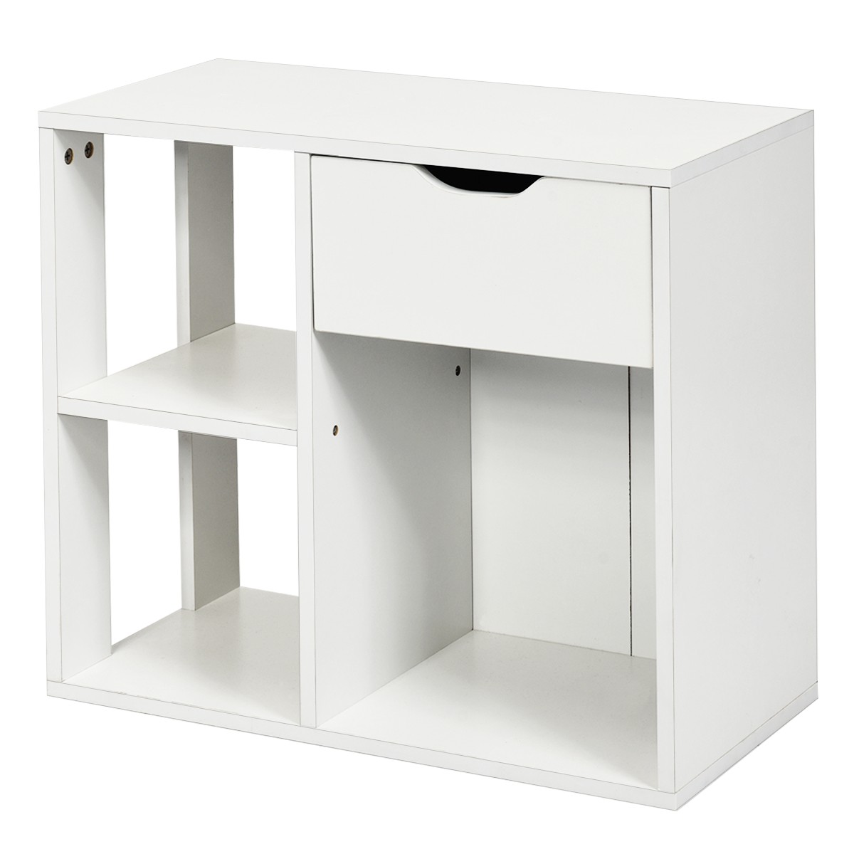 3-tier Side Table W/Storage Shelf&Drawer Space-saving End Table Nightstand White
