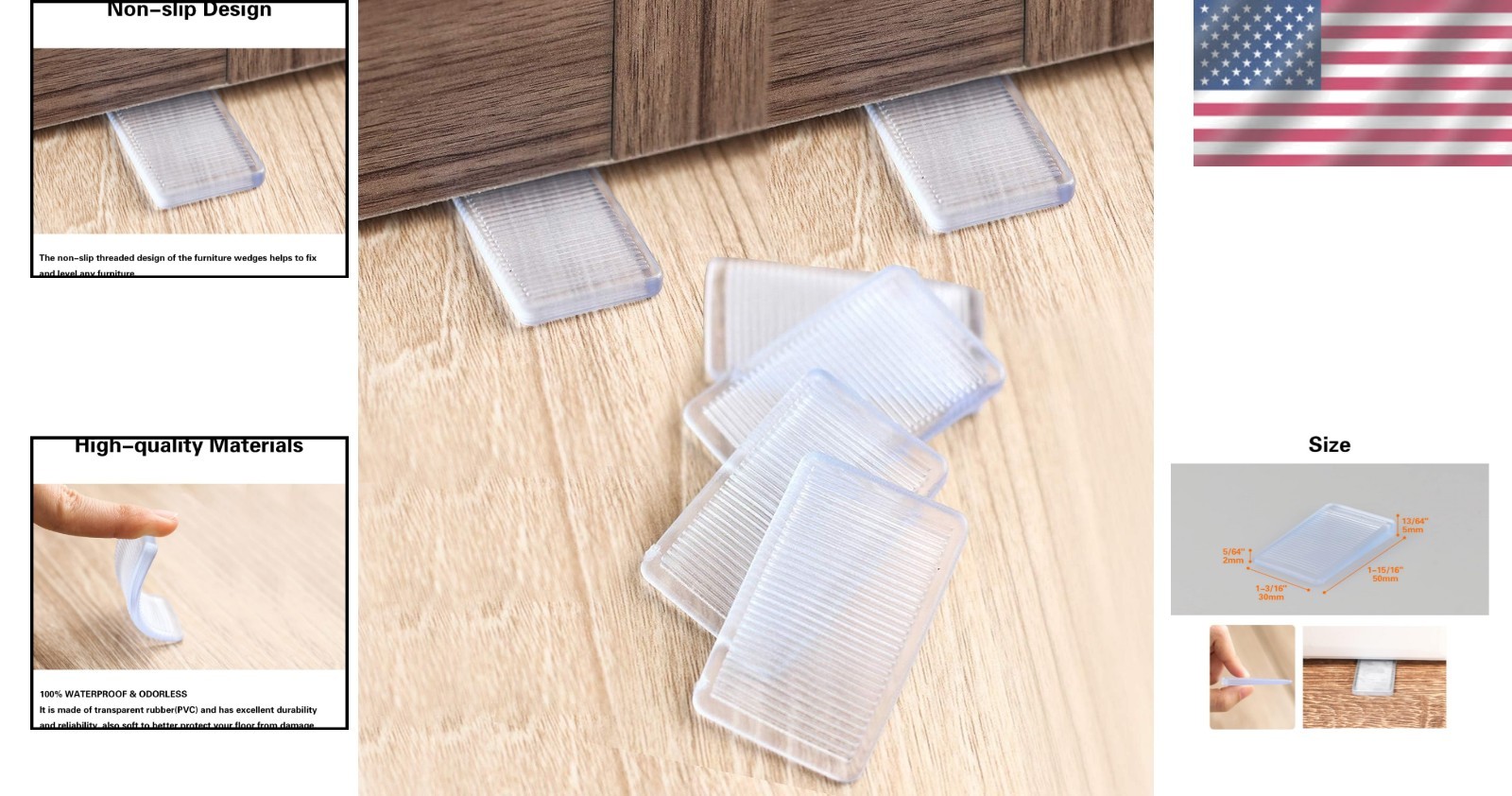8-Pack Clear Plastic Table Shims – Non-Slip Level Wedges for Furniture Stability