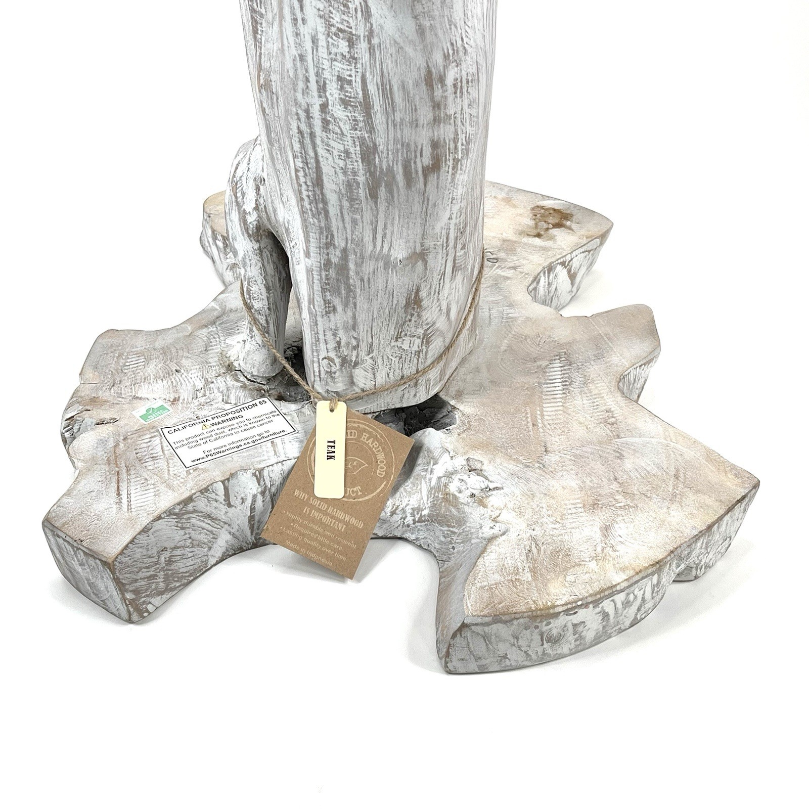 Natural Teak Solid HardWood Slab Table Top Coffee End Table White 21” Tall