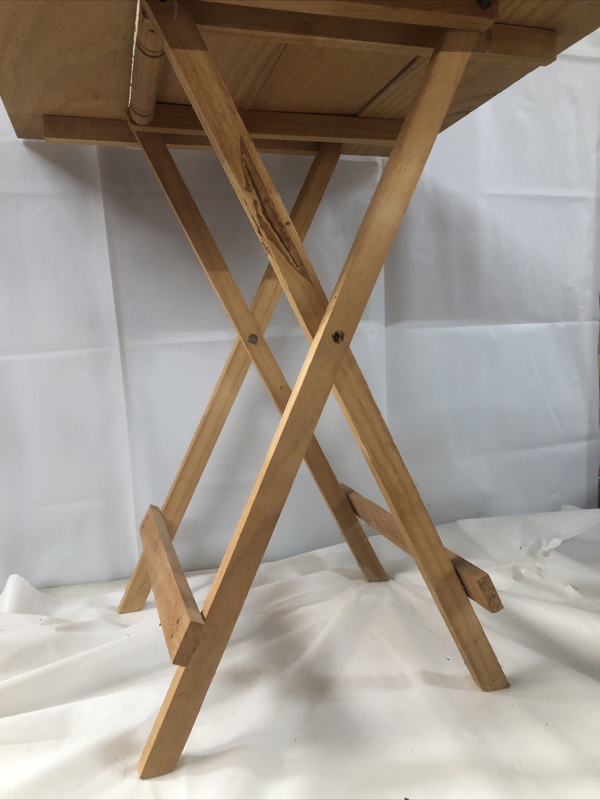 Rare Handmade Cedar Folding Table W/design Wooden End table light weight