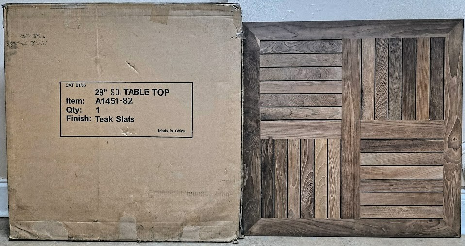 DIY 28″ Square Teak Wood Slat Table Top Indoor/Outdoor – NEW